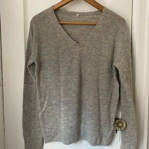 MUJI grey v-neck wool sweater